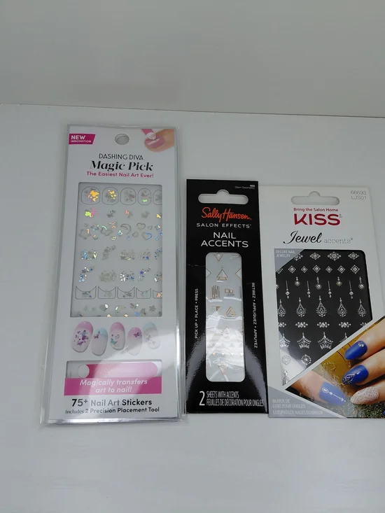 NWT Dashing Diva, Sally Hansen and Kiss Jewel Accent Nail Stickers for home mani - Picture 3 of 9